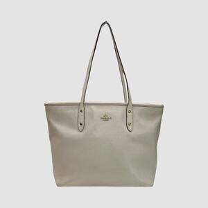 Coach F58846 City Zip Tote Crossgrain Leather Shoulder Bag Ivory White Cream
